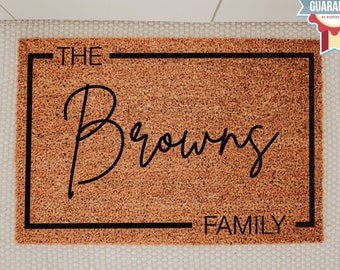 Custom Doormat, Family Name Door Mat, Personalized Doormat, Last Name Doormat, Housewarming Gift, Wedding Gift, Welcome Mat, Closing Gift
