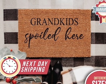 Personalized Grandkids Spoiled Here Doormat, Grandparents Gift