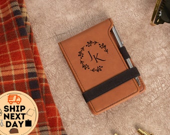 Engraved Leather Notepad, Business Notepad With Pen, Personalized Notebook, Notepad With Pen, Custom Memo Pad