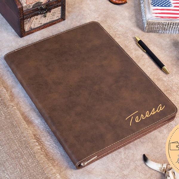 Personalized Vegan Leather Binder Portfolio Etsy