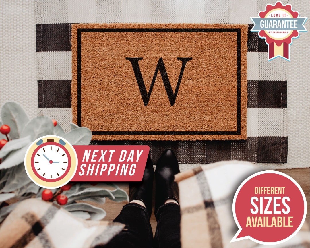Monogram Door Mat, Family Name Wedding Gift, Custom Doormat, Welcome Mat, Wedding Gift, Closing Gift, Personalized Doormat, Realtor Gift - Medium (18"x30")