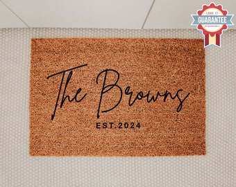 Personalized Welcome Mat, Personalized Christmas Gift, Custom Door Mat, Realtor Client Closing Gift, Family Name Doormat, Welcome Doormat