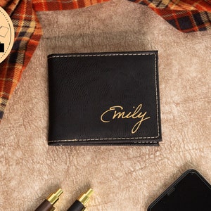 Cartera de hombre, Cartera de hombre grabada para él, Cartera personalizada, Regalo para él, Regalo para el padrino de boda, Cartera personalizada, Regalo para papá, Cartera de cuero