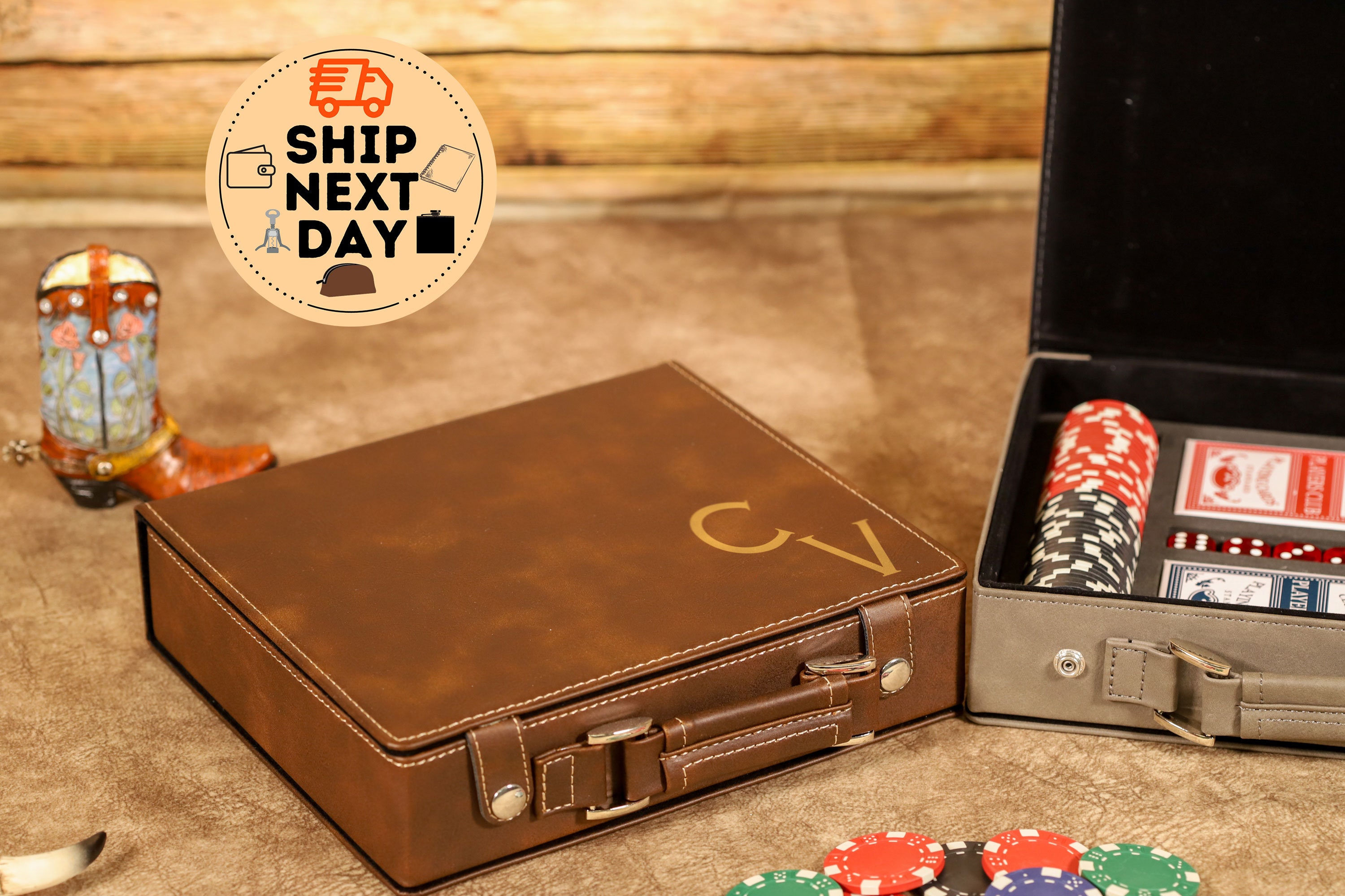 Poker Set Case Giobagnara in Leather