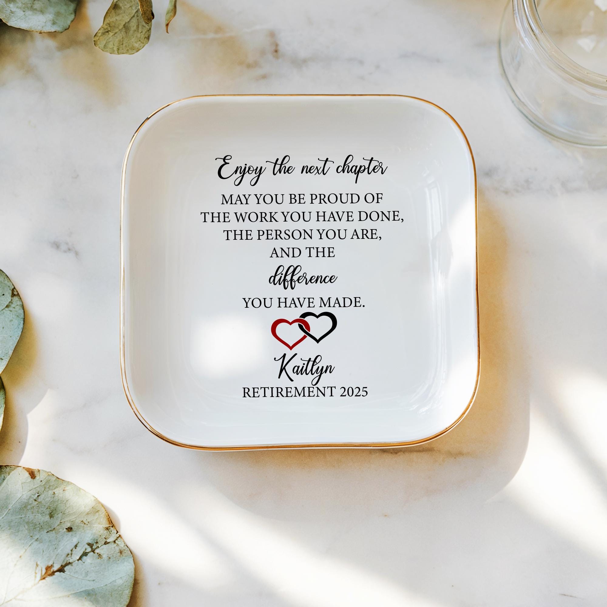 Retirement Counter Rings Custom Retirement Ring Dish, Ceramic Dish, Jewelry Holder, Custom Name ...