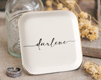 Custom Name Ring Dish, Colorful Printed Trinket Dish, Jewelry Storage, Personalized Birthday Gift, Best Friend Gift, Ceramic Gift, Cute Gift