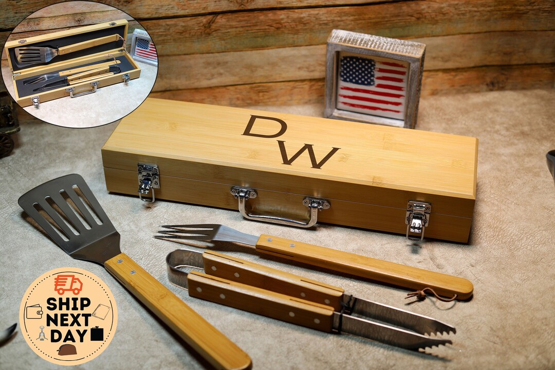 Custom BBQ Set, Personalized Grill Set, BBQ Tool Set, Engraved Grill ...