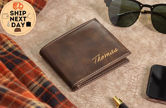 Engraved Mens Wallet for Him, Men's Wallet, Personalized Wallet, Gift For Him, Groomsman Gift, Custom Wallet, Gift For Dad, Leather Wallet