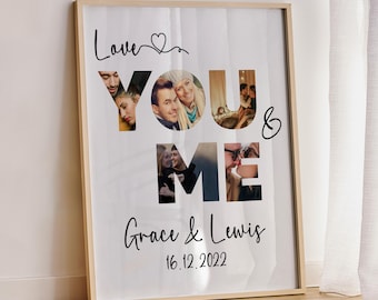 Couples Photo Collage Art, You & Me Design Photo Frame, Unique Wall Art, Couples Keepsake Gift, Living Room Wall Decor, Photo Prints