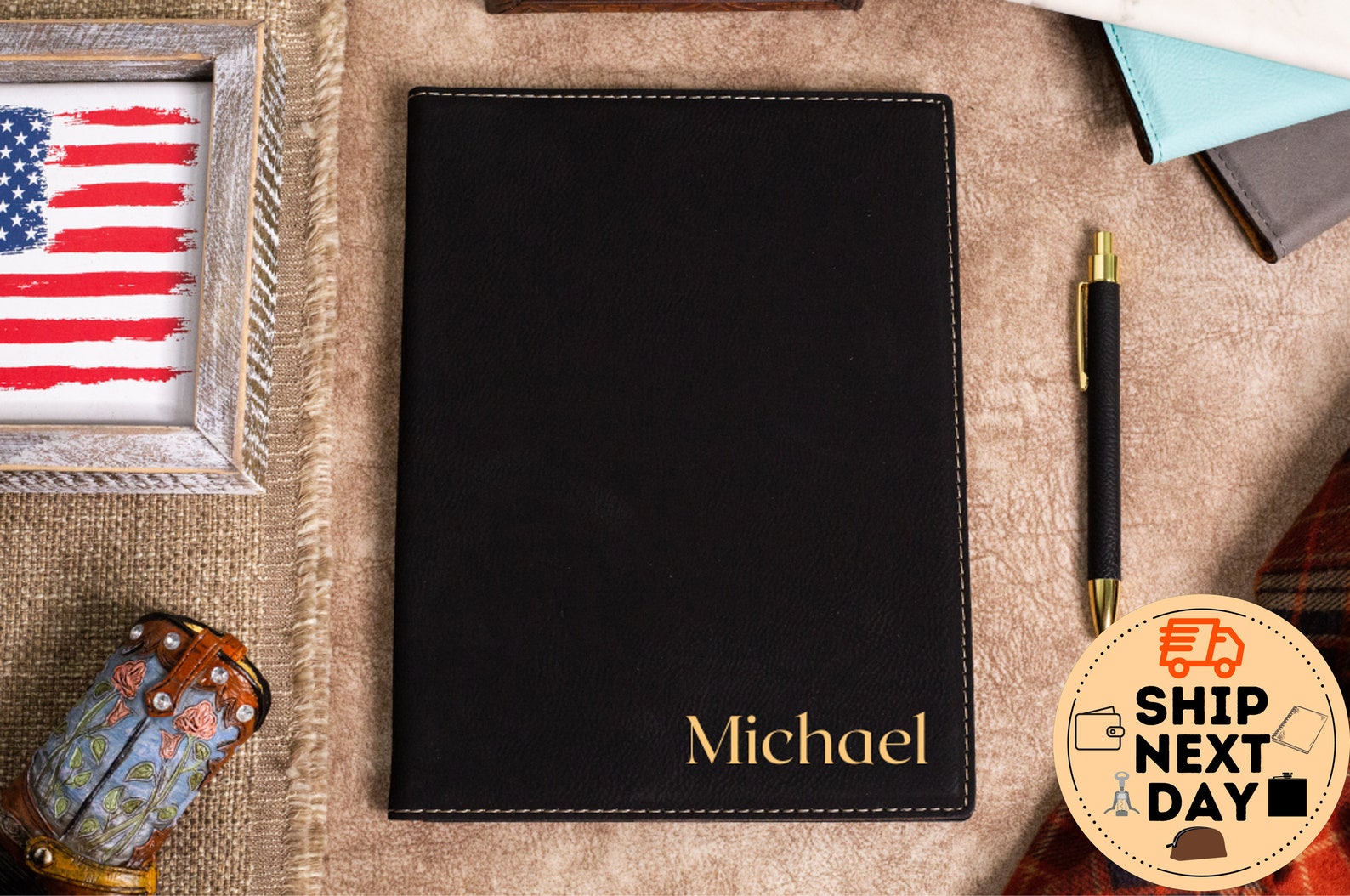 Custom Portfolio Notepad Leather Notepad Personalized Etsy