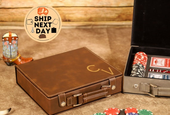 Engraved Poker Set For Him Custom Poker Set 100 Chips Christmas Gifts for Family Wedding Gifts Personalized Poker Set