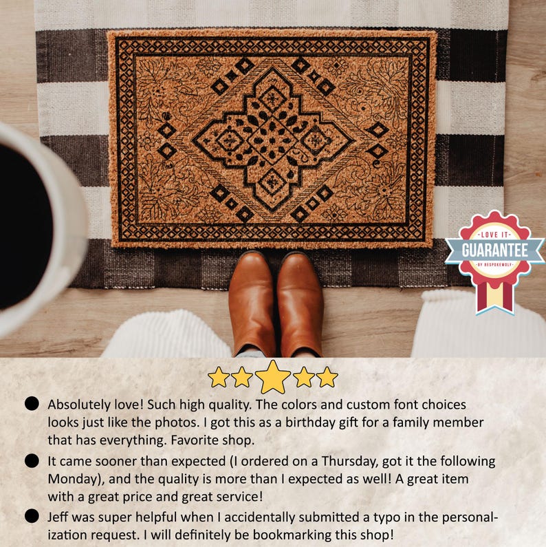 Geometric Coir Doormat, Modern Welcome Mat Bild 4