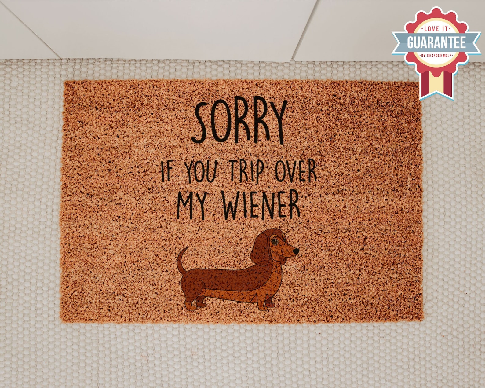 Weiner Doormat, Sorry If You Trip Over My Wiener Doormat, Funny Gift, Funny Dog Doormat, Dog Lover Gift, Dachshund Doormat, Dog Welcome Mat - Medium (18"x30")