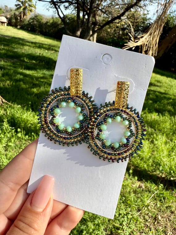 Handmade Beaded Earrings Colombian, Gift for Any Occasion, Unique