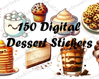 150 Digitale Dessert Aufkleber | Druckbare Aufkleber | Individuelle PNG-Sticker-Dateien | Digitale Sticker für Android