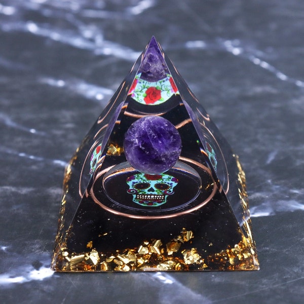 Galaxy Vision Series Orgonite Amethyst Crystal Sphere With Obsidian Natural Cristal Stone Aluminum Shavings Energy Healing Reiki Chakra