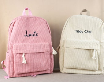 Kids School Bag, Personalized Toddler Backpack, Embroidered Kids Bookbag with Name, Cord Backpack for Students, Diaper Bag, Birthday Gift