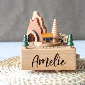 Caja de música con forma de tren de cuevas: caja de música de madera personalizada hecha a mano, caja de música retro, caja de música con contenido personalizado, regalos para niños y niñas