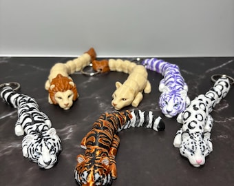 Big Cat Fidget Keychain / Tiger / Snow Leopard / Cat / Wild / 3d Print / Toy