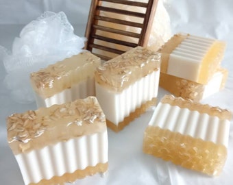 All-Natural Oatmeal Shea Butter Soap, Organic Soap, Organic Oats Bath Bar, Cruelty-free, Honey Bath Bar, Oatmeal & Honey Bath Bar