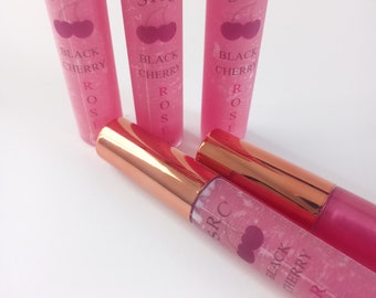 Black Cherry Rosé  lip gloss,  Moisturizing Lip Gloss, non-Sticky, All Clear Gloss, Cruelty-free, mineral oil free, non GMO, fruity scent