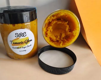Organic Turmeric Sugar Body Scrub: Lemon Essential Oil (10 oz)