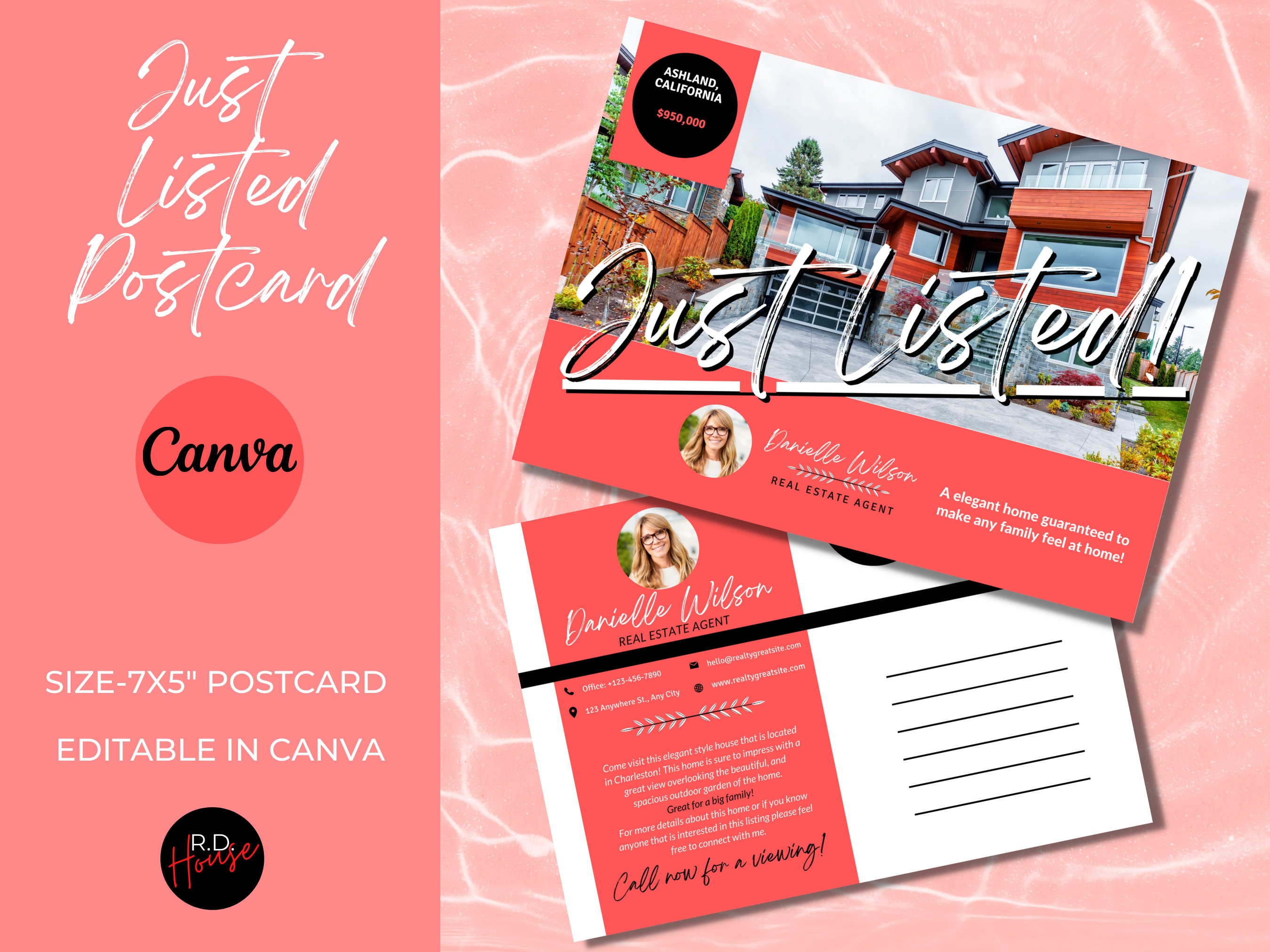Just Listed Real Estate Postcard, Spring 2022 Farming Card, Real Estate Marketing, Real Estate Templates Canva, Postcard Template