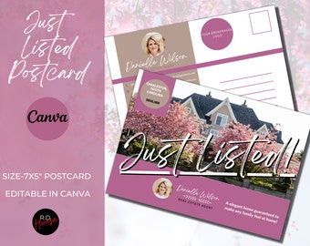Editable Just Listed Real Estate Postcard Template