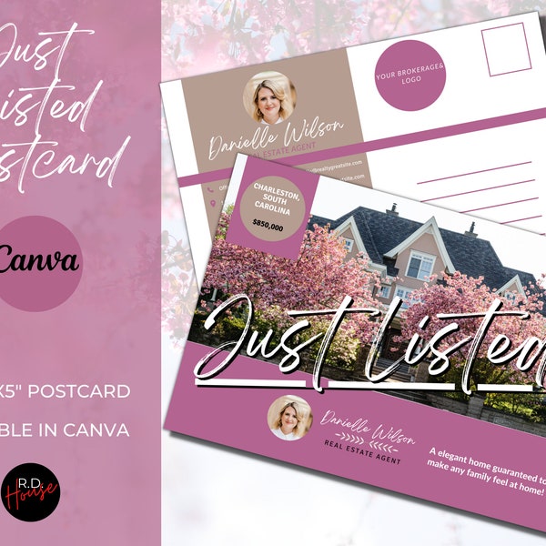 Editable Just Listed Real Estate Postcard Template