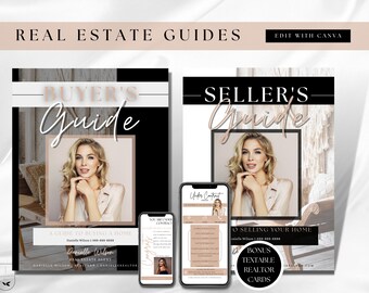 Guida per acquirenti e venditori di immobili, Pacchetto per acquirenti e venditori di immobili, Guida per acquirenti di case, Canva, Pacchetto di modelli di marketing immobiliare