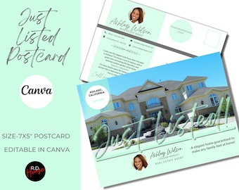 Editable Just Listed Real Estate Postcard Template