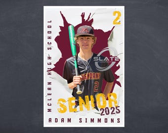 Pancarta personalizada de vinilo para la Noche de los Seniors de Béisbol, 60 cm x 90 cm