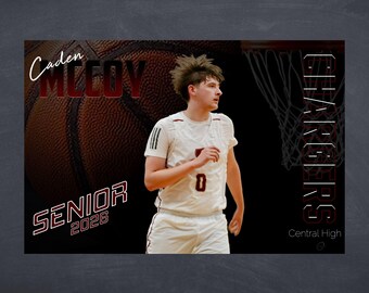 Custom Senior Sports Banner, Basketball Poster, Graduation Gift