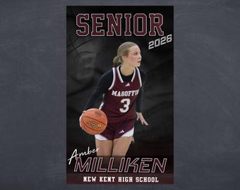 Banner de vinilo personalizado para baloncesto sénior: póster deportivo de 2' x 3'