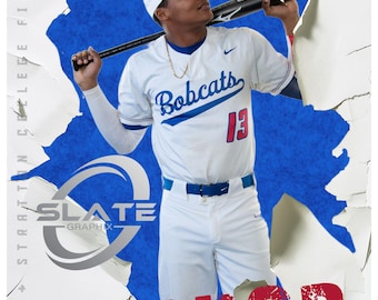 Custom Senior Sports Baseball Banner: Ripped Paper Photo Backdrop