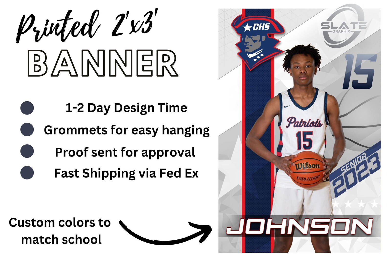 Custom Printed Vinyl Senior Sports Banner, Basketball Banner, Senior