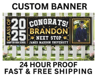 Custom Graduation Banner: Photo Backdrop, Class of 2025