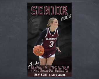 Custom Senior Basketball Banner, 2x3 Vinyl, Graduation Gift