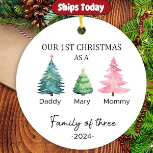 Family Of Three Ornament,Family Of 3 Ornament,Family Of Three Christmas,Family Christmas Ornament 2024,Christmas Gift-Ceramic
