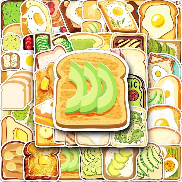 Breakfast Bread Waterproof Stickers x 3