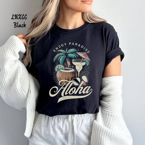 Aloha Shirt Ocean Inspired Style Coconut Girl Preppy Clothes Clean Girl Aesthetic Summer Beach Vacation Shirt Comfort Colors Shirt