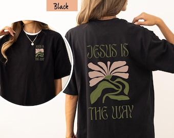 Jesus ist der Weg Retro christliches Shirt christliche Kleidung Vintage Shirt christliche Kleidung Frauen christliches religiöses T-Shirt ästhetisches Shirt