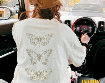 Camiseta Butterfly Comfort Colors, camiseta vintage con estampado de mariposas, camiseta para amantes de la naturaleza, camiseta minimalista boho, camiseta con estampado de insectos cottagecore