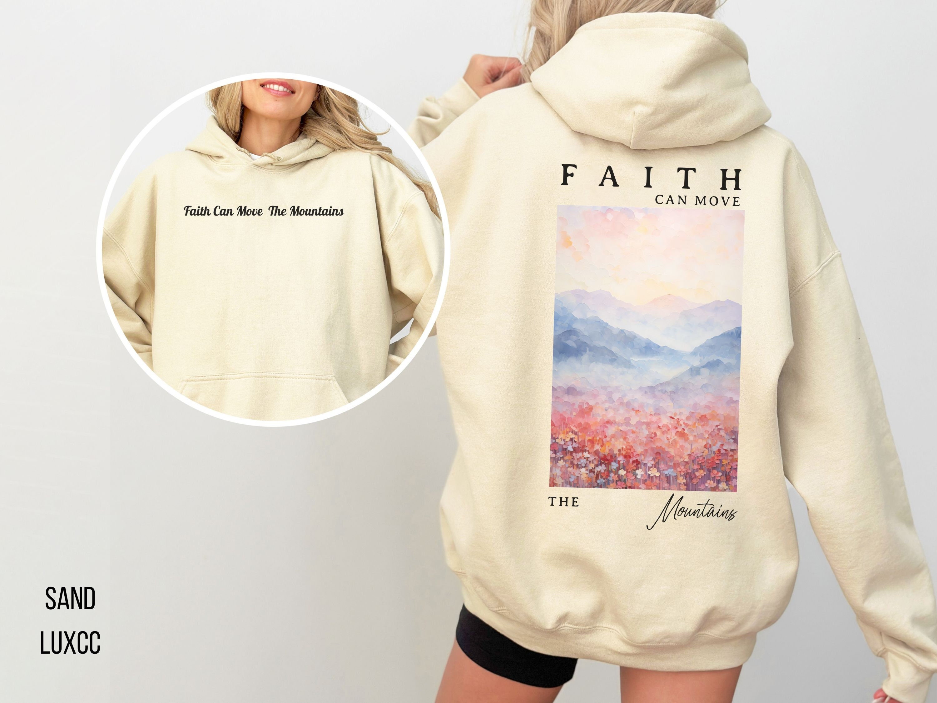Boho Bible Verse Oversized Faith Based Preppy Christianity Hoodie Faith Can Move Mountain Mosaic Sweatshirts Church Apparel Religious Gift Etsy