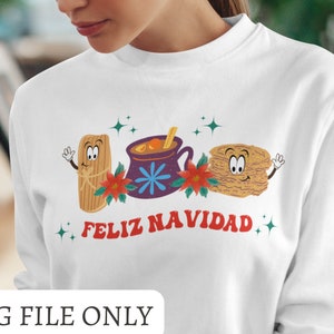 Spanish Christmas PNG | Cute Feliz Navidad Png | Tamales y Ponche y Buñuelos Png | Feliz Navidad Png File | Navidad Png File