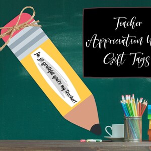I&#39;m So Grateful You&#39;re My Teacher Pencil Tags | Teacher Appreciation Tags | Teacher Appreciation Week | Printable Tags | Instant Download