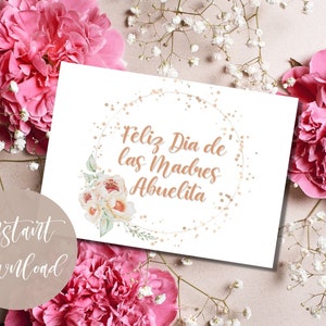 Dia de las Madres | Druckbare Karte | Spanische Muttertagskarte | 18 x 17 cm | Sofort Download | Dia de las Madres Abuelita | Name personalisieren