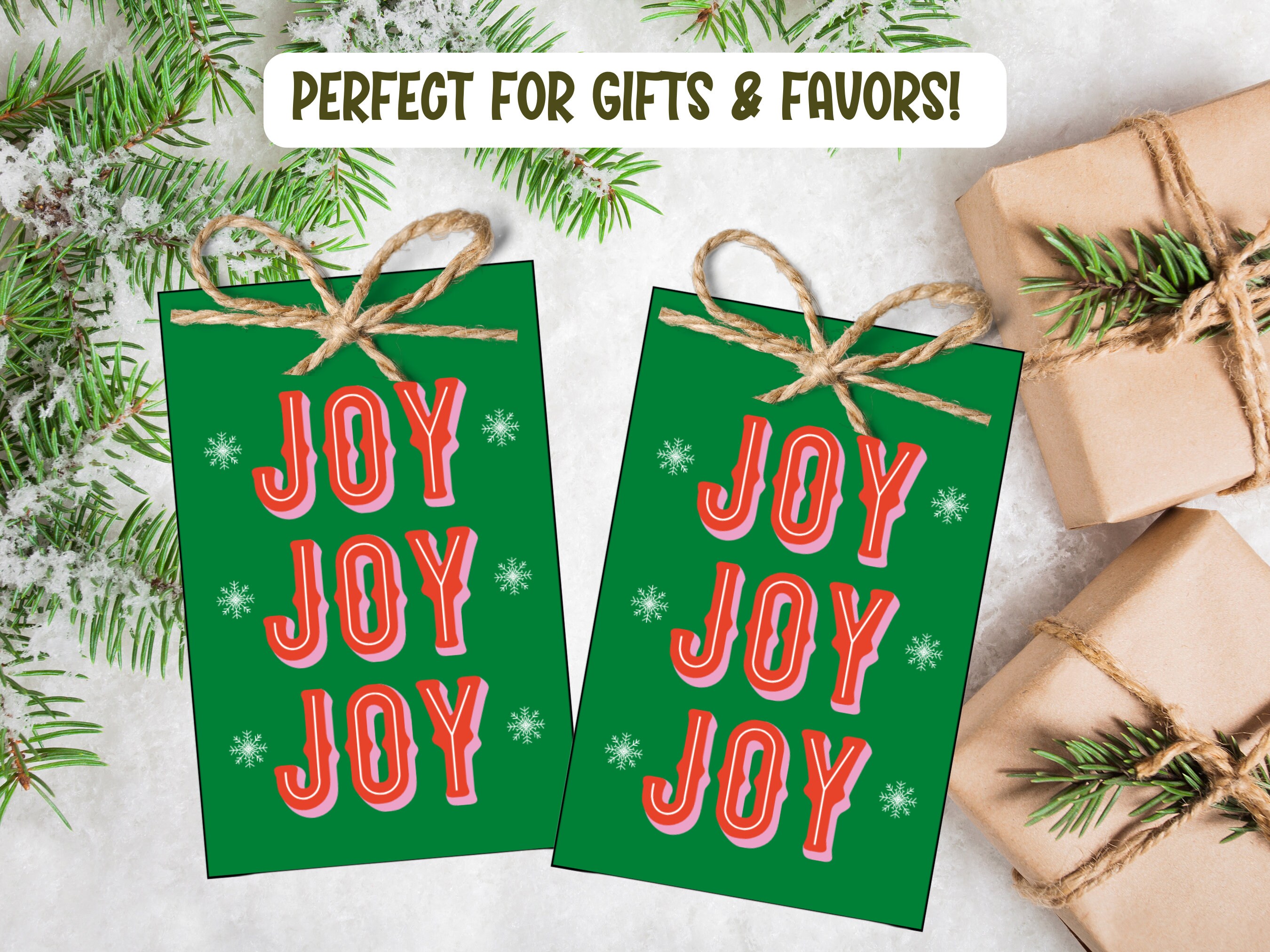 Christmas Gift Tags Printable Joy Christmas Gift Tags Etsy