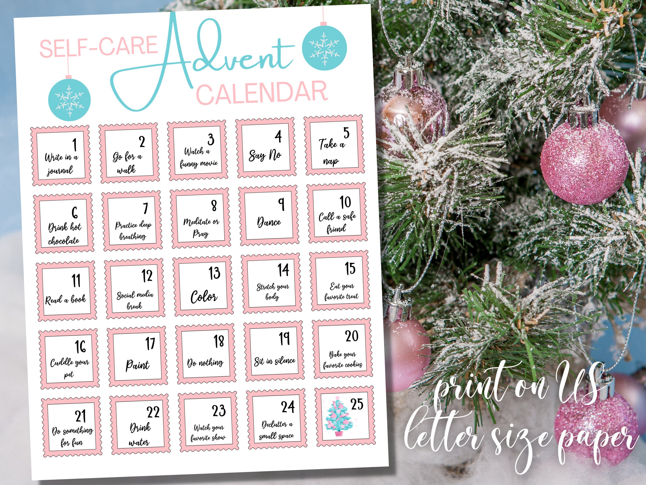 Self Care Advent Calendar Advent Calendar Printable Self Care