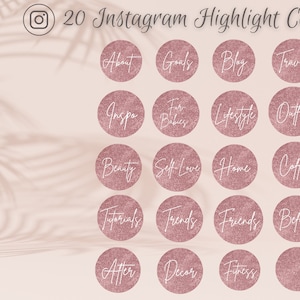 Editable Rose Gold Glitter Instagram Highlight Covers | Instagram Highlight Covers | Instagram Story Highlight Covers | Minimalist IG icons